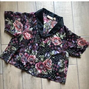 Victoria’s Secret Vintage gold label cropped satin- like button up top. Size S